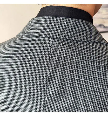 Korean Vintage Elegant Men's Business Slim Fit Suit Jacket 2026 New Fashion Lapel Single Breasted Men Social Party Dress Coats