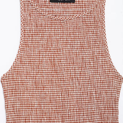 Dress for Women Fashion Summer New Plaid Fold Sleeveless O-neck Midi Vest Dresses French Chic Female Evening Clothing