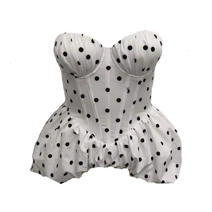 Strapless Floral Corset Top Summer Lace Up Backless Slim Office Lady Ins Tank Top Female French Hotsweet Holiday Camis