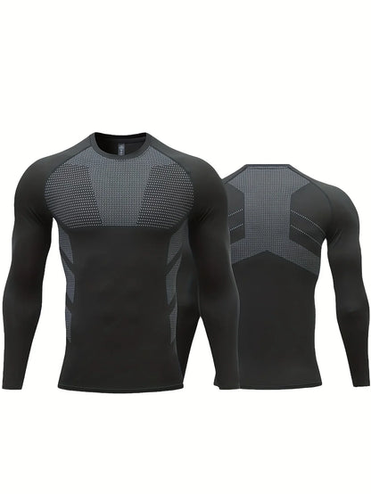 Men's Athletic Quick-Dry Long Sleeve Tee - High-Stretch, Durable & Versatile Sportswear for Training and Casual Wear
