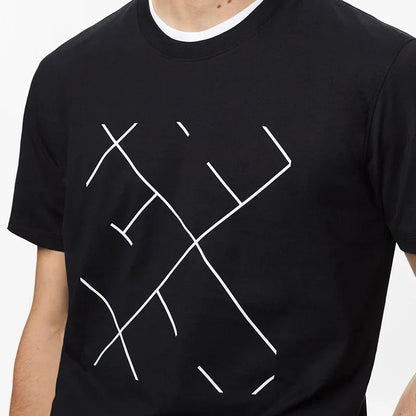Men's Short Sleeves New Fashion Commuter Versatile Men's Classic Top Pure Cotton Round Neck Letter Design Men's Short Sleeves