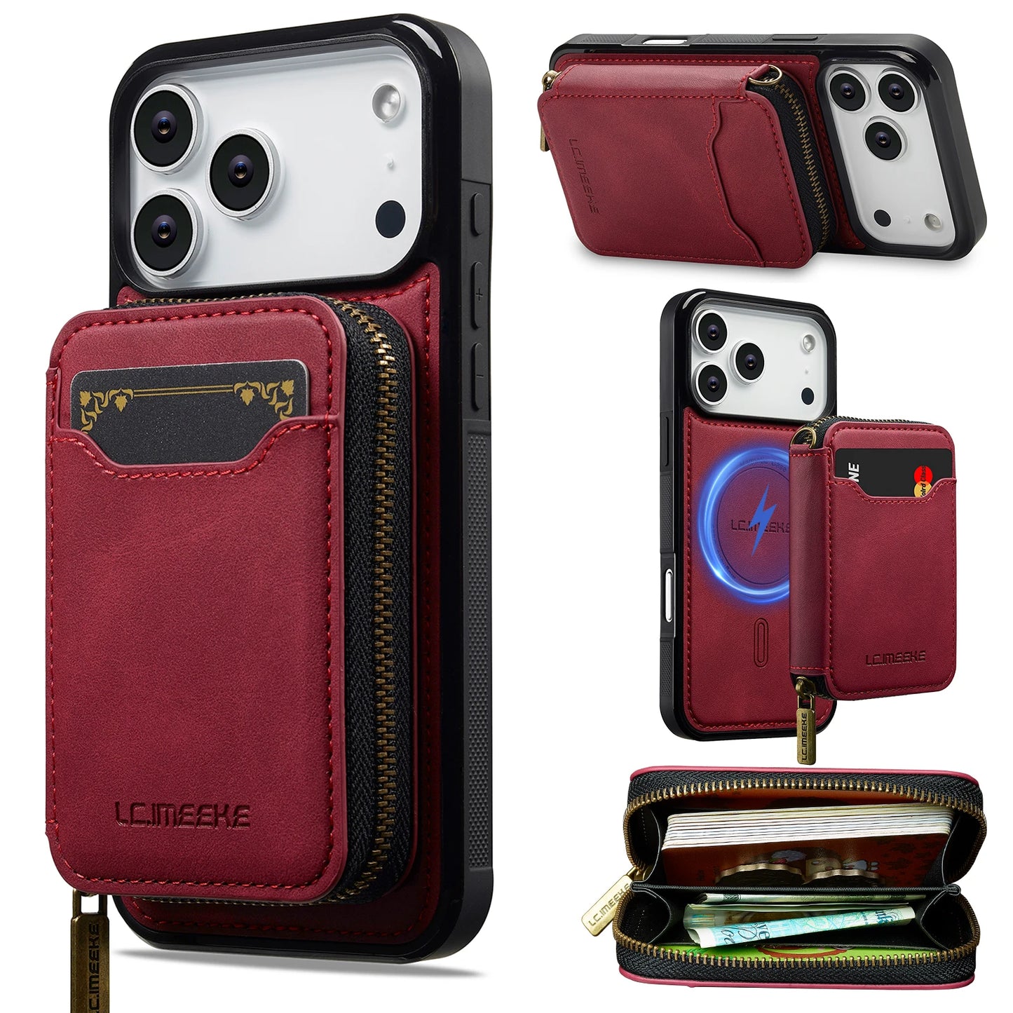 Detachable Magnetic Wallet Leather Phone Case for IPhone 17 Pro Max Air 16 Plus 15 14 13 12 11 Pro 16E Anti-Theft Brush Cover