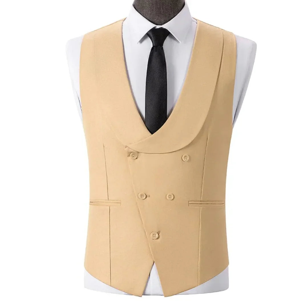 Men Vest Light Champagne With Lapel Solid Waistcoat For Wedding Banquet Prom Business Work Office Casual Daily Men Suit Vest