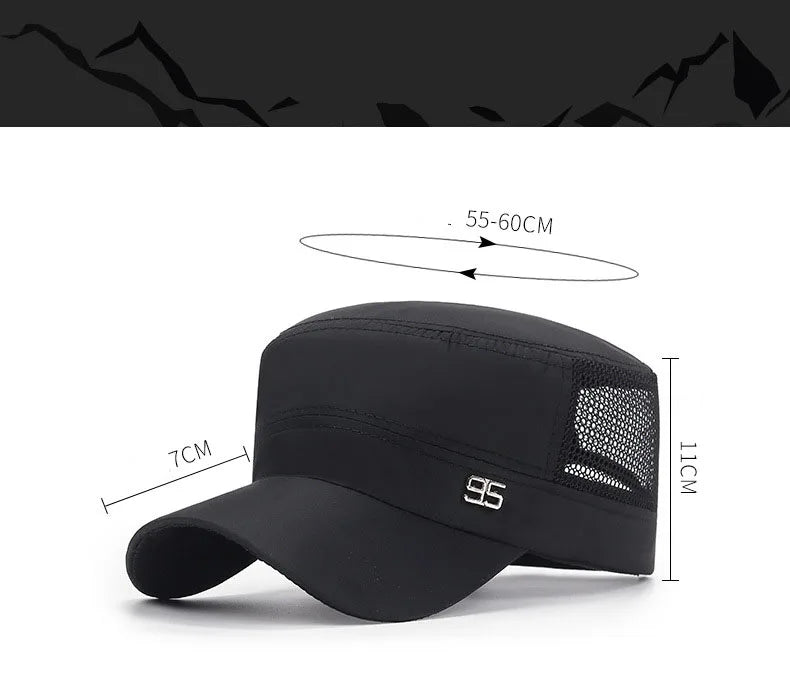 military cap flat top hat men's baseball hat spring summer men's outdoor sunshade mesh hat