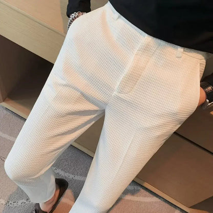 Spring Summer Men's Smart Casual Suit Pants Fashion Slim Fit Solid Color Youthful Vitality Suit Trousers Men Korean Dress Pants