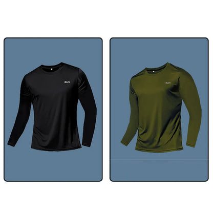 Men Long Sleeve Sport T-shirt Quick Dry Running Shirt Breathable Anti-sweat Top Gym T Shirt Men Fitness Gym Clothing Men 2023