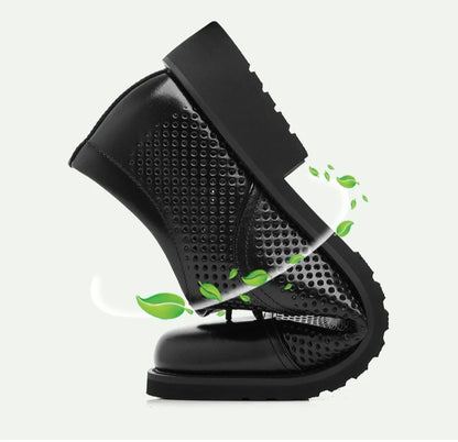 Breathable Hallow New Designer Cow Leather Shoes for Man Summer Autumn Fashion Business Casual Dress Shoes Loafers Man