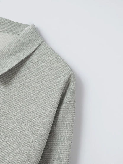 Men's Slim-fit Cardigan Solid-color Lapel Waffle Texture Zipper Pocket Casual Spring/Autumn 2025 Fashion