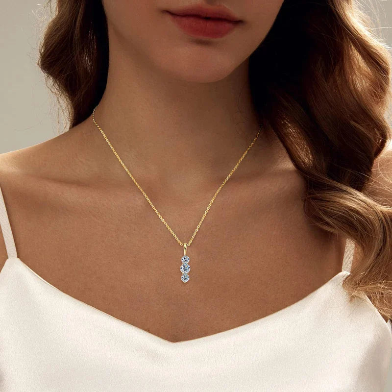 Certified D Color Three Stone Moissanite Pendant Necklace Collar Plata 925 Sterling Silver Necklaces for Women Jewelry