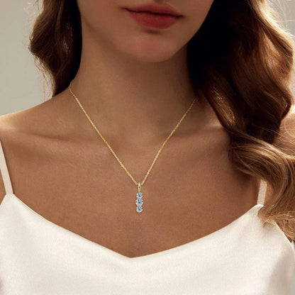 Certified D Color Three Stone Moissanite Pendant Necklace Collar Plata 925 Sterling Silver Necklaces for Women Jewelry