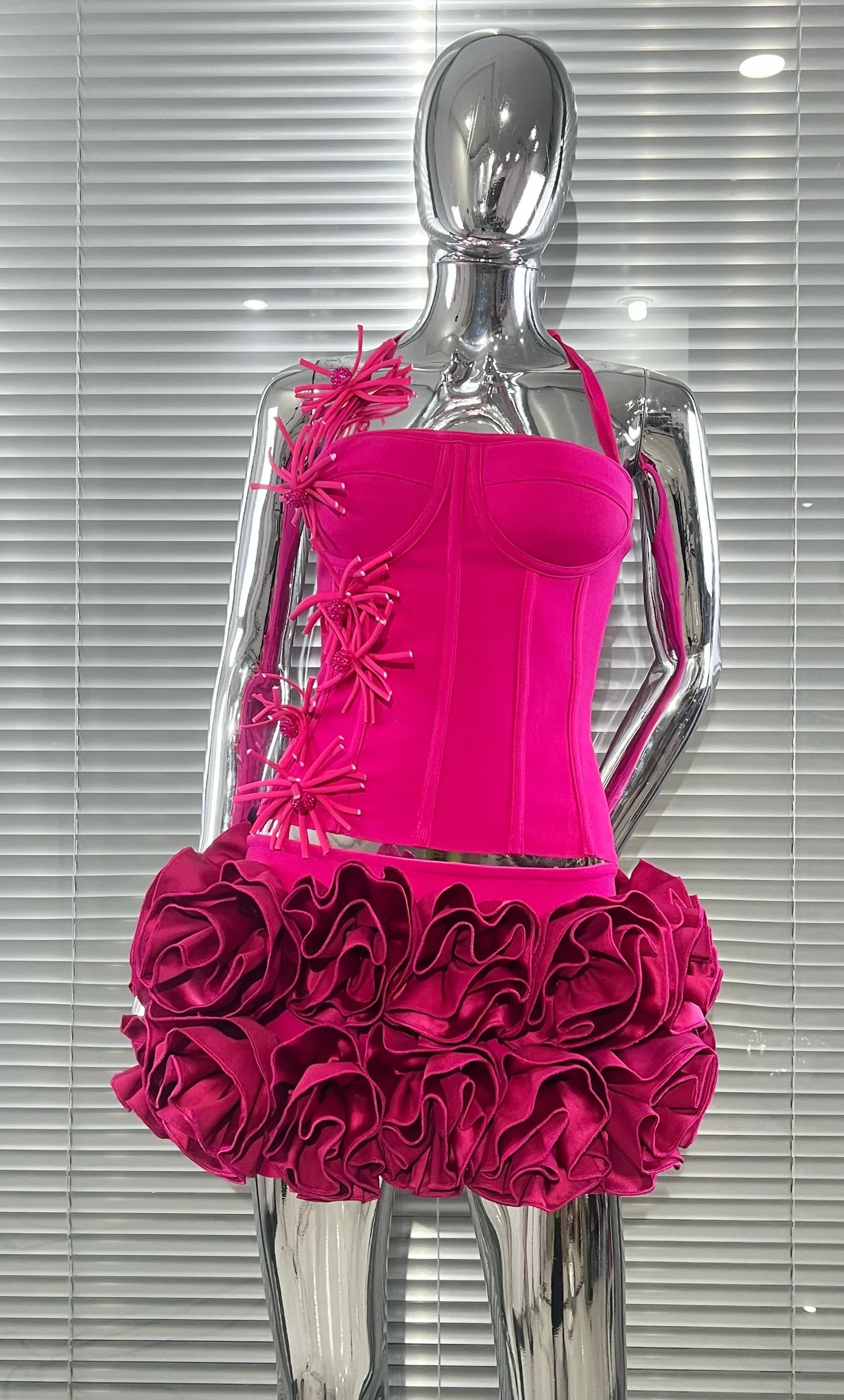 Black Red Color Women Sexy Strapless Laced-up Tops Florlas Bodycon Mini Skirt Set Celebrate Birthday Party Cocktail Dress