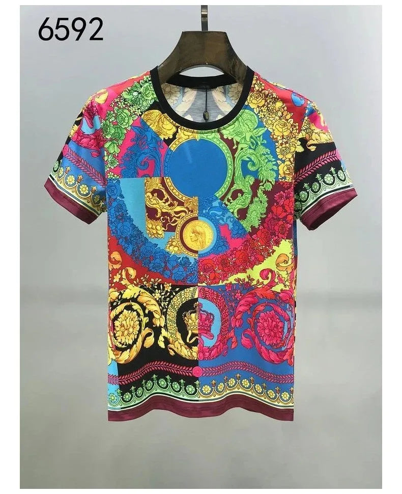 Men's And Women's Summer Casual T-shirts 3D Printed Shirts Retro Luxury Royal Flowers Street Fashion Oversized Clothing Tops