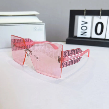 Ins 2025 Luxury Designer UV400 Sunglasses Women Men New Trendy Square Rimless Sun Glasses Ladies Vintage Letters Gafas De Sol