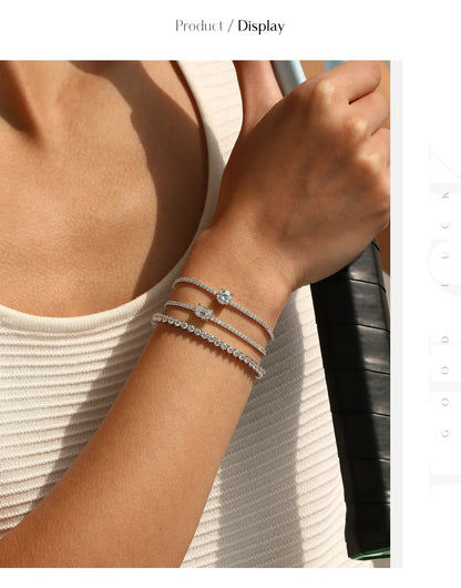 1CT Emerald Cut D Color Moissanite Tennis Bracelet 925 Sterling Silver Wedding Elegant Bracelets For Women Daily Jewelry