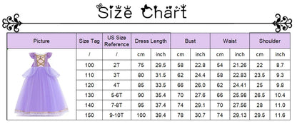 Princess Dress Girl Purple Deluxe Elegant Cosplay Tangled Costume Halloween Vestido Kids Birthday Ball Gown Clothes
