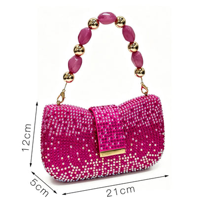 New Italian Pumps and Bag To Party 2026 INS Style Pointed DURABLE OUTSALE Rhinestone Elegant FUCHSIA Color High Heels for Women