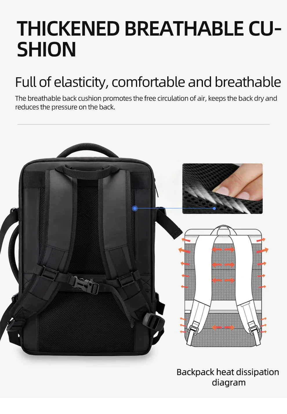 Heroic Knight Travel Backpack Men Business Backpack School Expandable USB Bag Large Capacity 15.6 Laptop Waterproof Backpack Bag