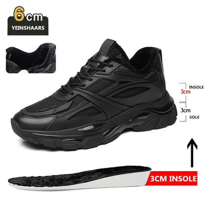 Four Seasons Thick and height-increasing sports shoes, men's genuine leather mesh casual men's shoes, trendy shoes