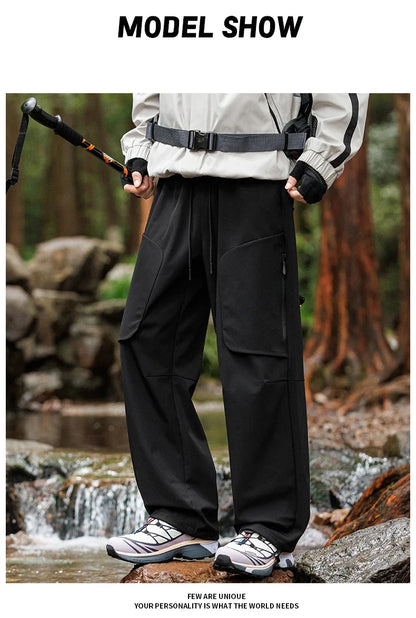 Male Hiking Pants Outdoor Waterproof Windproof Mountaineering Sports Pant Spring Autumn Zippered Pocket Fishing Camping Trousers
