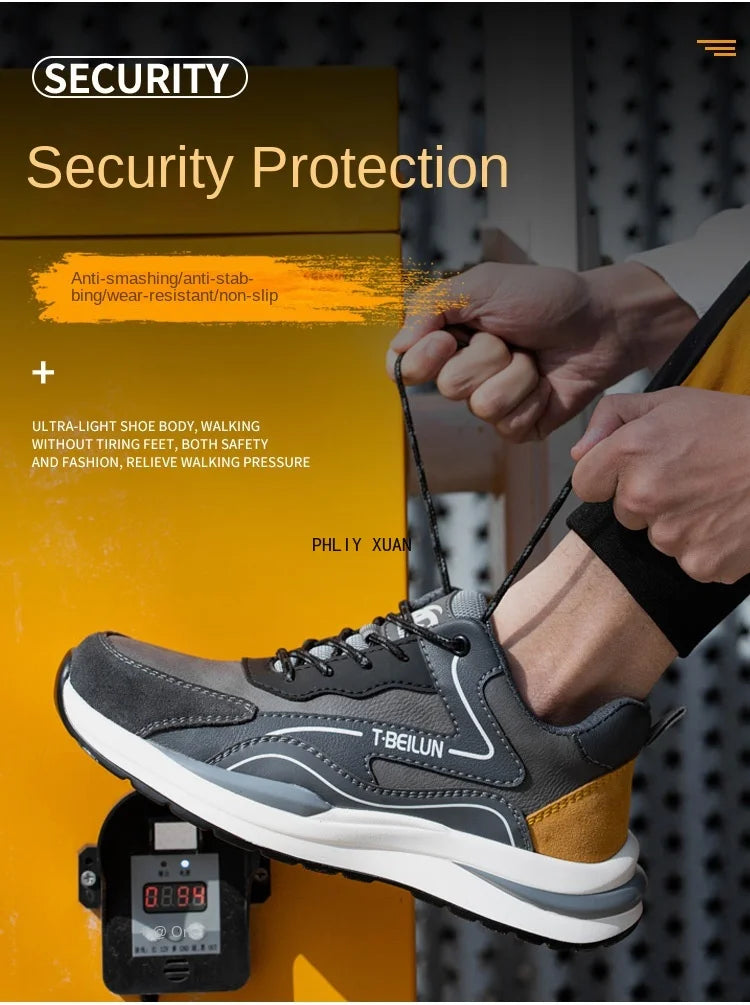 Fashion Men Safety Wrok Shoes Composite Toe Anti-smash Sneakers Industry Protective Boots Electrician Insulated Shoes Footwear