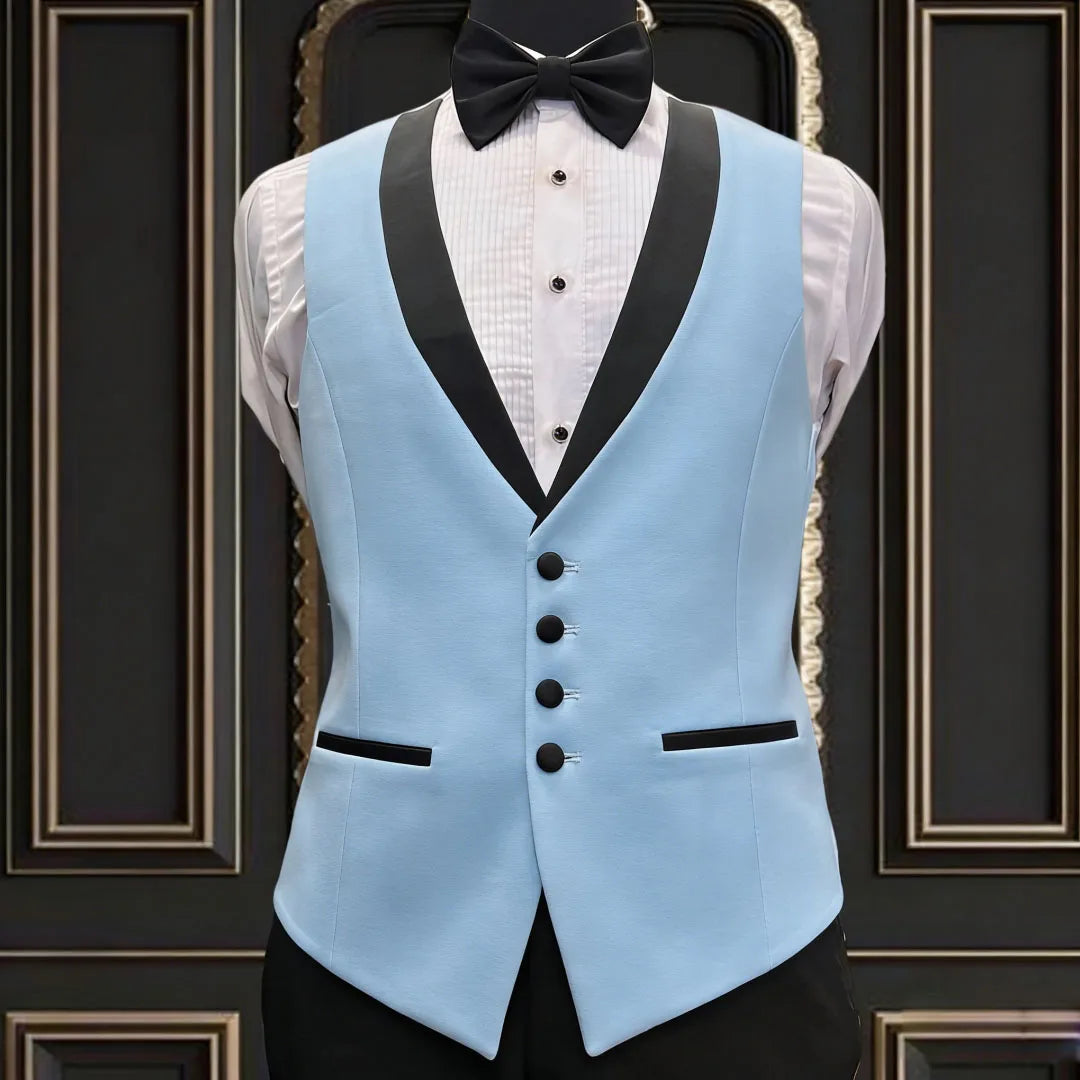 Men Vest Ivory With Black Lapel Single Breasted Waistcoat For Banquet Wedding Business Work Office Casual Daily Men Suit Vest