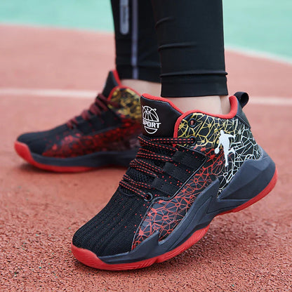 Boys Basketball Shoes Classic Kids Sneakers Fashion Tennis Kid Sport Shoes Outdoor Non-Slip Trainer Children School Basketball