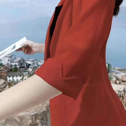 Linen Small Blazer For Women, Thin  Summer Suit, Korean Version, Sun Protection, Casual British Style, White And Black