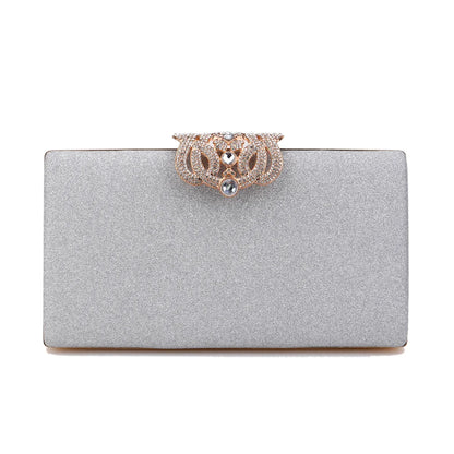 Sequined Fashion Women Evening Bags Crown Metal Chain Shoulder Day Clutch With Rhinestones Wedding Party Handbags