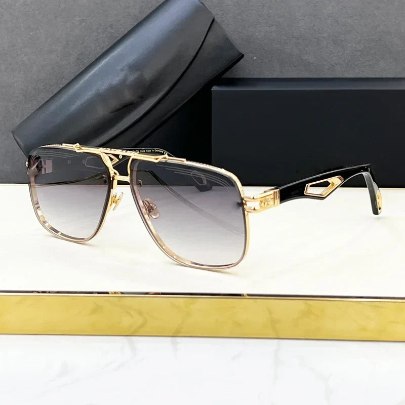 Luxury Me's Sunglasses Large Square Women Alloy Acetate Double Bridges Handmade in Germany High Quality Gafas UV400 THE KING  II