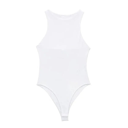 Women Fashion With Halter Neck Skinny Bodysuit Sexy Sleeveless Snap-button Female Playsuits Mujer