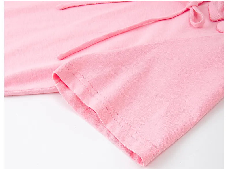 100% Cotton Summer T-Shirt Women 2026 Pink Tees Fashion Heavy 3D Floral Casual Crew Neck Short Sleeve Top A6182