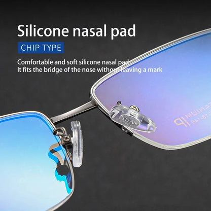 Pure Titanium Business Men's Half-rim Reading Glasses Men Fashion Simple Design Anti-blue Light Prescription Glasses 1052