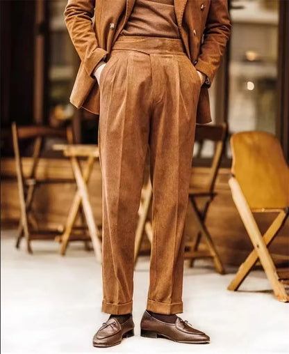 Corduroy Men's Pants Cotton Solid Color Slim fit Winter Suit Pants Men's Suit Pants Tall Autumn Office Trousers