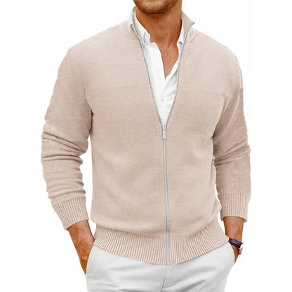 Men's Knit Zipper SweaterCoats Slim Fit Sweaters Stand Collar Fall Winter Cardigan Sweater Jumper Warm Streetwear