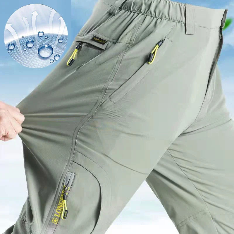 5XL Summer Quick Dry Hiking Pants Men Stretch Waterproof Tactical Pants Zipper Pockets Trousers Lightweight Fishing Pants