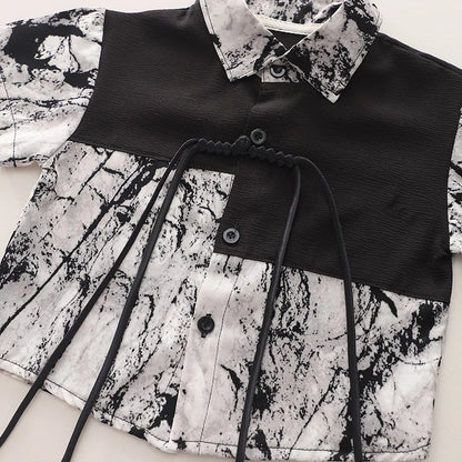 New Summer Suits for Baby Full Printed Kids Short Sleeve Lapel Button Down Shirts +shorts Toddler Boy Fashion Chinese Style Sets