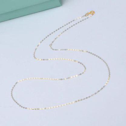 Real 18K yellow Gold Chopin Chain Necklace Au750 Fine Jewelry Wedding For Female Wedding Gift X269 22-9-14