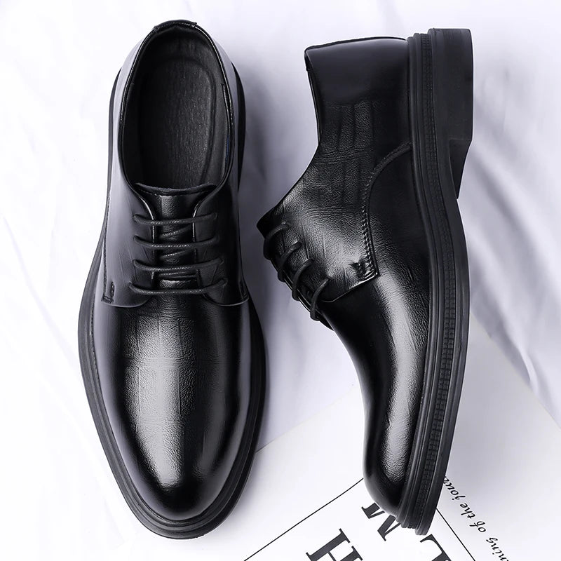 Men's Formal Leather Shoes Lace Up Breathable Non-slip Rubber Sole Lightweight Comfortable Dress Shoes Office & Special Occasion