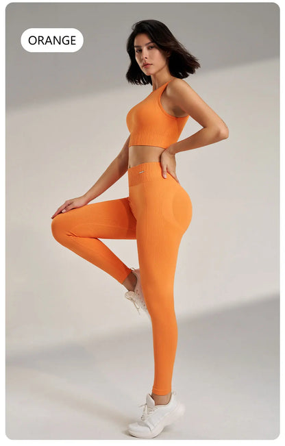 Yoga Clothing Set Women's High Waisted Leggings and Top Two Piece Seamless Fitness Exercise Clothing Fitness Underwear plus size