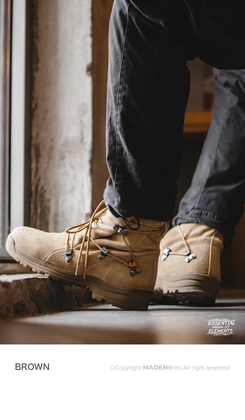 Men's Vintage High-top Desert Boots Outdoor Cowboy Boots Indestructible Work Shoes Winter Safety Shoes