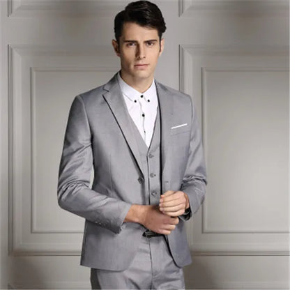 Blazers Pants Vest New Fashion Men Business Casual Suits / Male Solid Color Three Piece Sets Jacket Coat Trousers Waistcoat