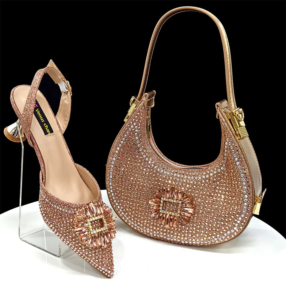 2025 Luxury Italian Design Women's Party Heels and Matching Handbag Set - Perfect for African Weddings and Special Occasions