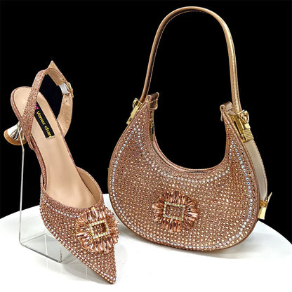 2025 Luxury Italian Design Women's Party Heels and Matching Handbag Set - Perfect for African Weddings and Special Occasions
