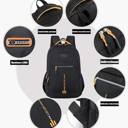 Handy Versatile Contrast-Zip Backpack Multi-color Adjustable-strap Lightweight for School Sports Commute Casual Stylish Bag
