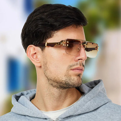 New Retro Rimless Sunglasses For Men Steampunk Sunglasses Women Punk Fashion Glasses Vintage Shades Gafas De Sol Sonnenbrill Sun
