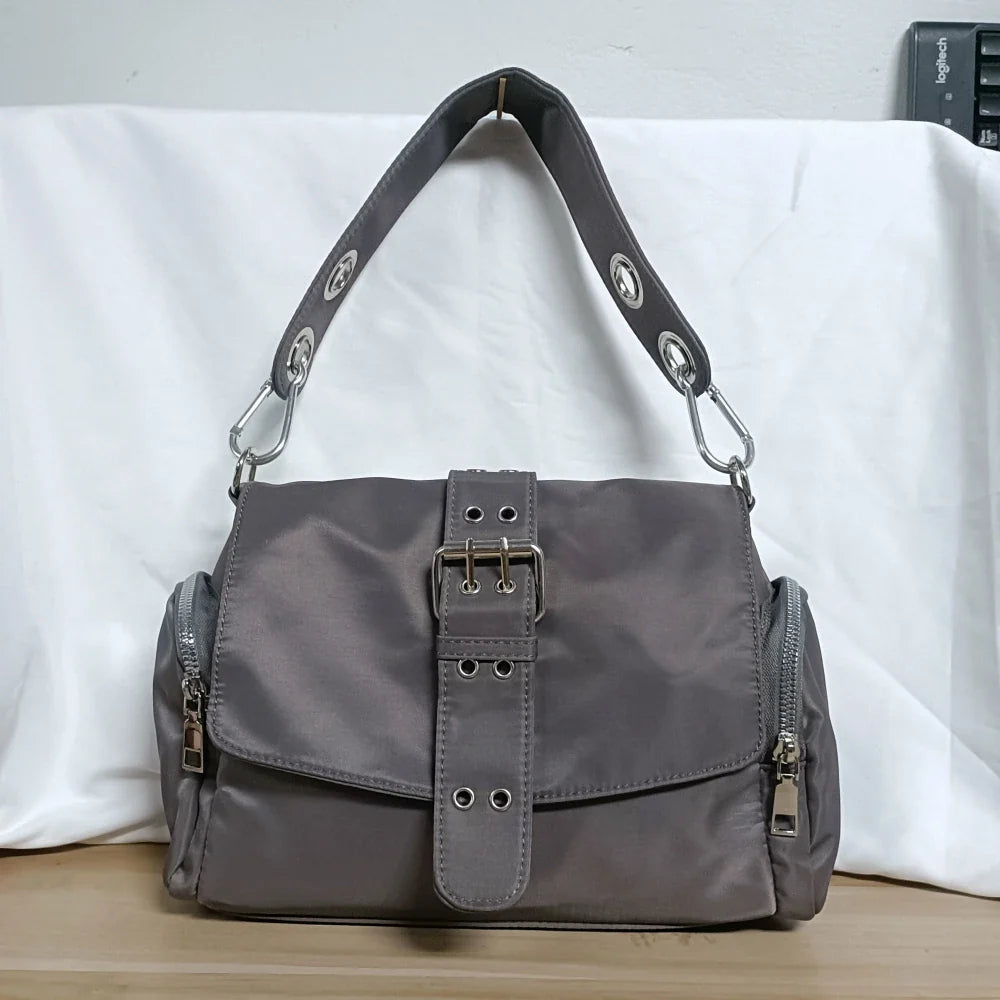 Nylon Women Shoulder Crossbody Bag Black Fashion Rivet Axillary Bags Brand Design Ladies Female Handbag Small Black Bolsa Femini