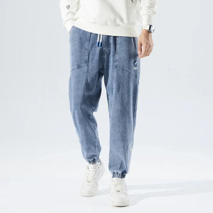 Korean Popular Clothes Jeans Casual Men Loose Fit Stretch Spandex Denim Jogger Pant Male Hip Hop Streetwear Trouser Big Size 8XL