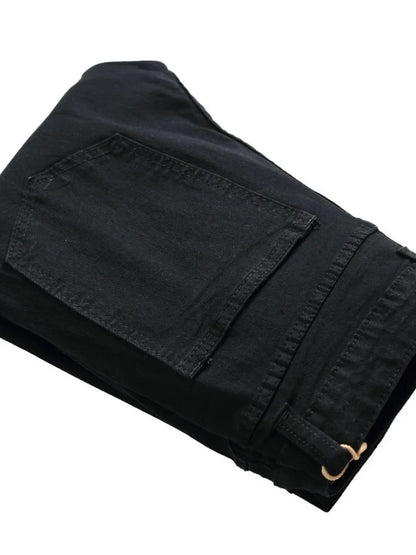 Skinny Fashion Men's Ripped Jeans Slim Breathable Soft Washed Streetwear Trousers Male Spring Autumn Elastic Hole Denim Pants