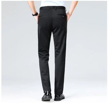 Men's Summer Dresses Long Pants Slim Fit Business Pants Lightweight Ice Silk Office Pants, Wrinkle Resistant and Elastic