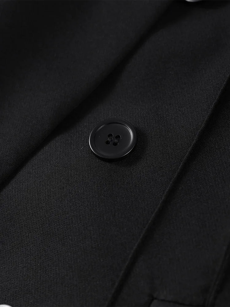 Elegant Women's Black Blazer Coat Long Sleeve Stand Collar Buckle Thick Jacket Female 2026 Spring Autumn Lady Commute Outwear
